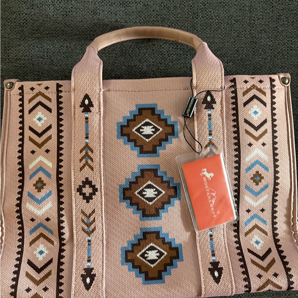 Montana West Pink and Brown Geometric Tote